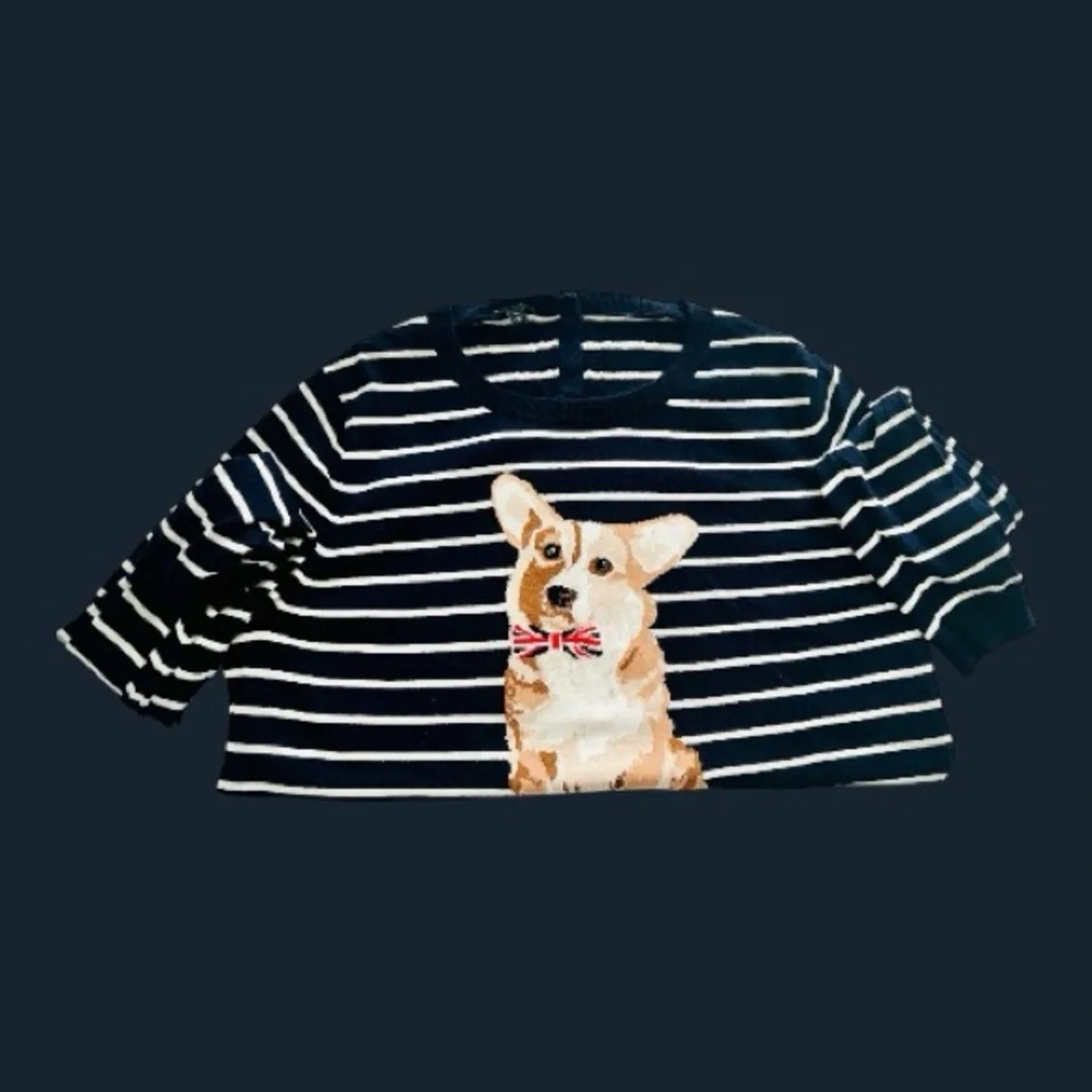 Talbot's Women's Striped Corgi LS Sweater Crewneck | Navy & White | X-Large - Picture 4 of 6
